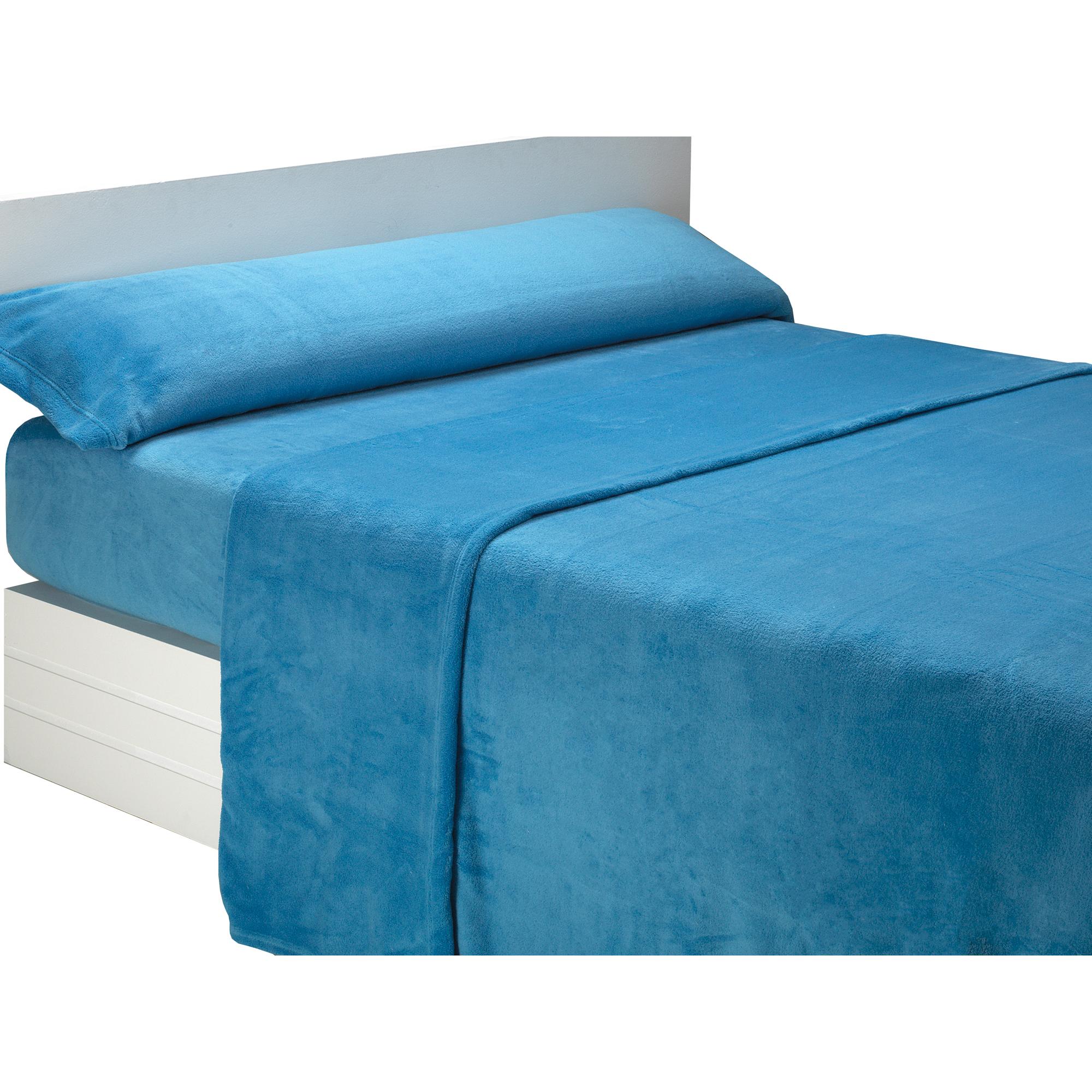SABANALIA - Juego de sábana liso de coralina - Máximo confort y protección contra el frío - 240 grs/m² - 100 % Microfibra de Poliéster