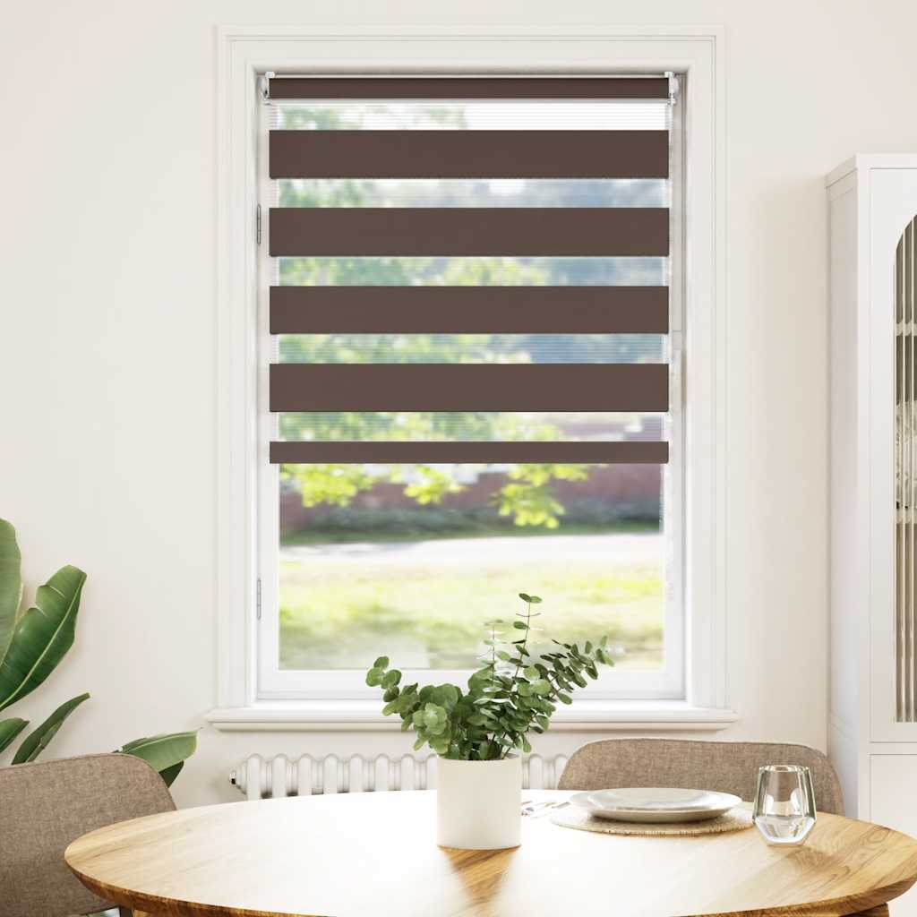 Persiana Cebra 70 x 120 cm en color Negro/Blanco/Marrón | protección solar decorativa para ventanas hogar oficina dormitorio fácil de instalar