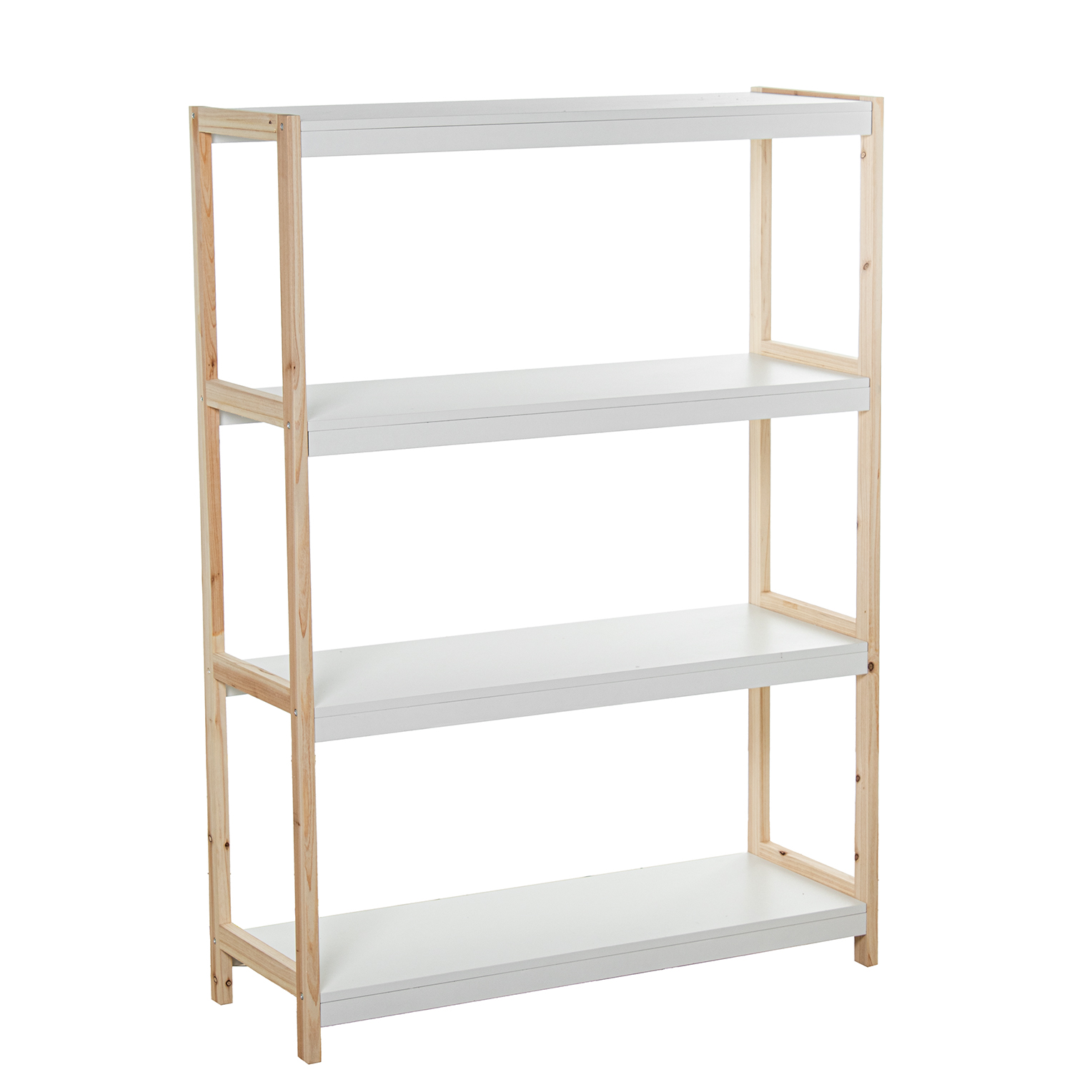 Estanteria madera 4 niveles blanco, natural 84x30x116cm