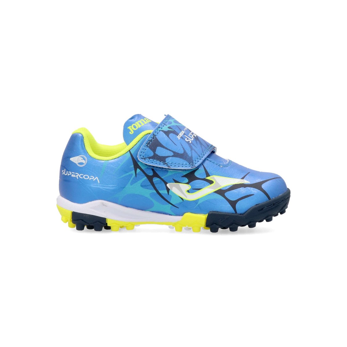 Joma - Botas de fútbol turf Super Copa para niño y niña, polivalentes con piel sintética de alta calidad y suela de caucho color royal