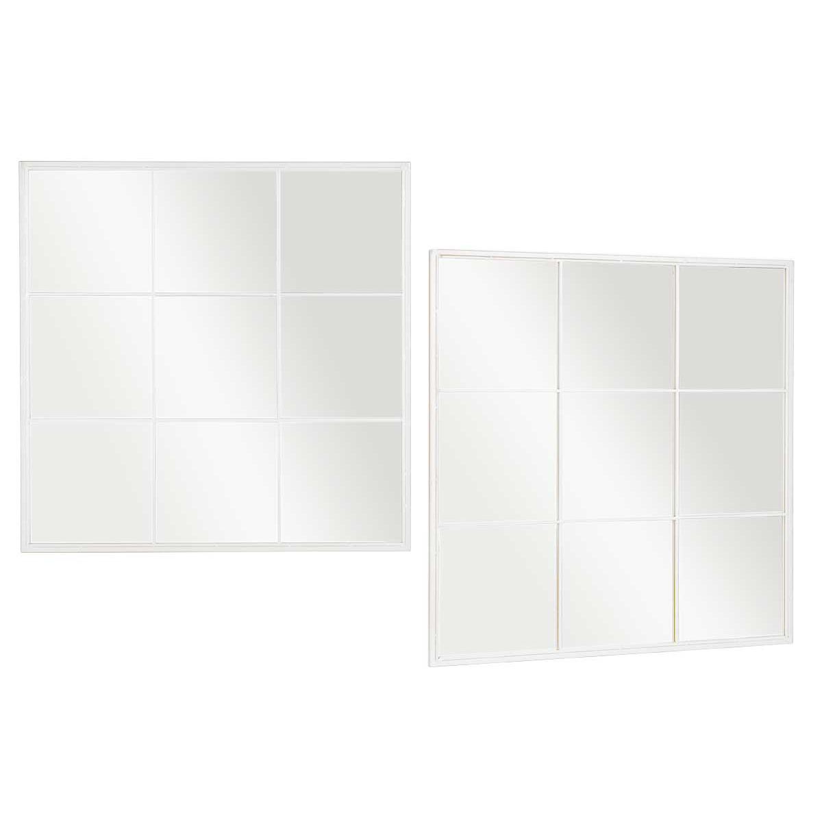 Factory Cuadros - Espejo Siena blanco 90x90cm - Metal y Cristal - Decorativo - espejo ventana
