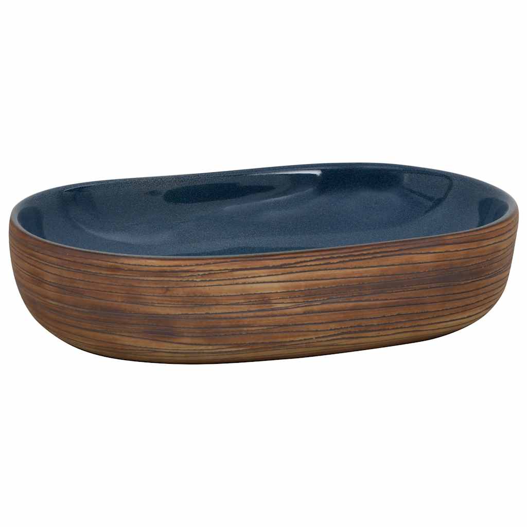 vidaXL Lavabo sobre encimera ovalado cerámica 59x40x14 cm