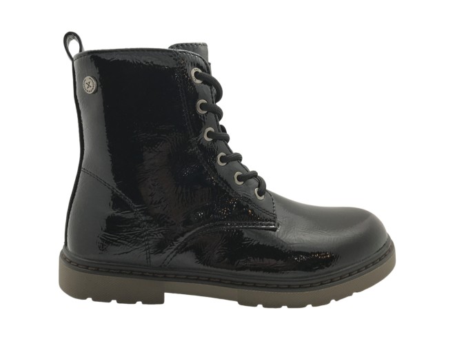 Botín Niña Xti Kids Charol Negro Xti: Estilo Militar, Fácil de Limpiar, Ideal para Cole y Fines de Semana (Tallas 29-35)