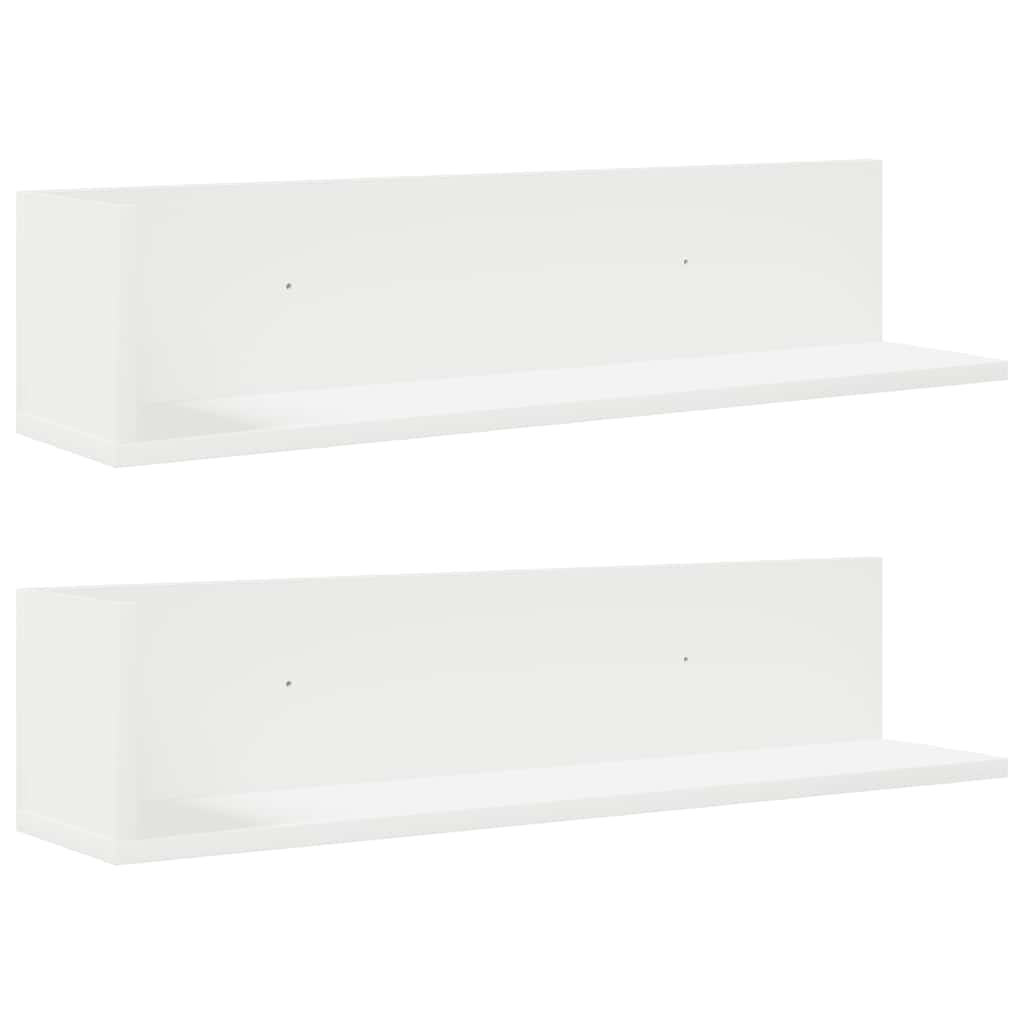 vidaXL Estante de pared 2 uds madera ingeniería blanco 75x16,5x16,5 cm