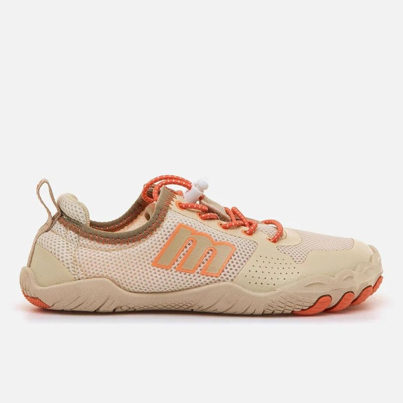 Zapatillas Barefoot Niños/as Mustang SCARPO Beige con Detalles Naranjas – Transpirables con Cordón Elástico
