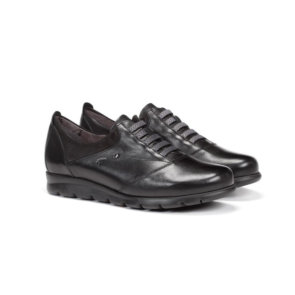 Zapato deportivo Fluchos elásticos negro para mujer (No lleva cordones, es goma elástica)