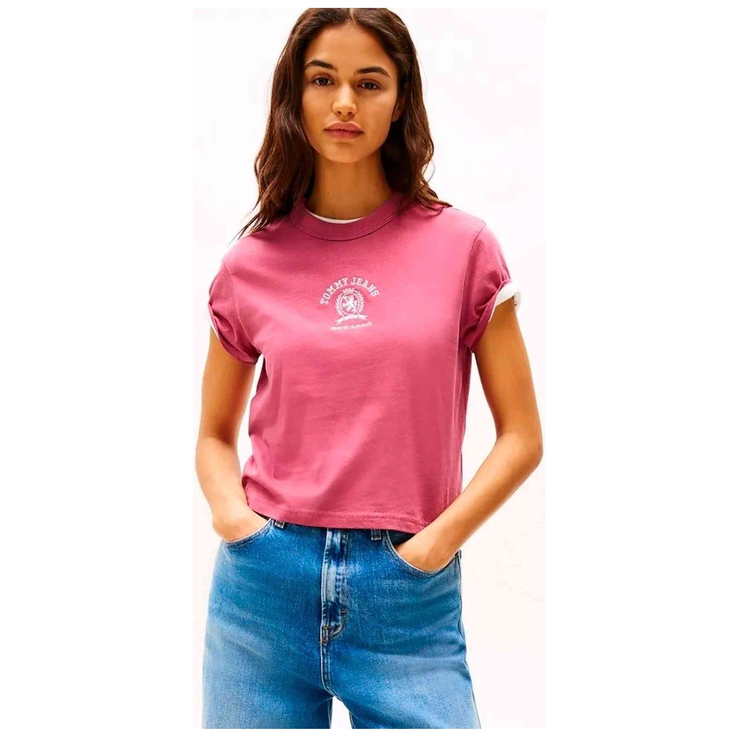 Camiseta De Manga Corta Tommy Hilfiger modelo DW0DW20317 para Mujer en color Rosa