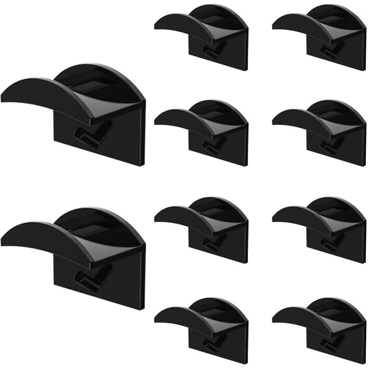10 ganchos para gorras - Ganchos de pared para gorras - Soportes de pared para gorras de béisbol - Fácil instalación - Sin perforaciones - Soportes para gorras - Negro