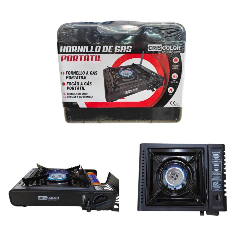 Hornillo de Gas portatil camping Cocina portátil de Gas con 1 quemador Hornillo Camping Gas, incluye maletín CRISCOLOR top calidad garantizada