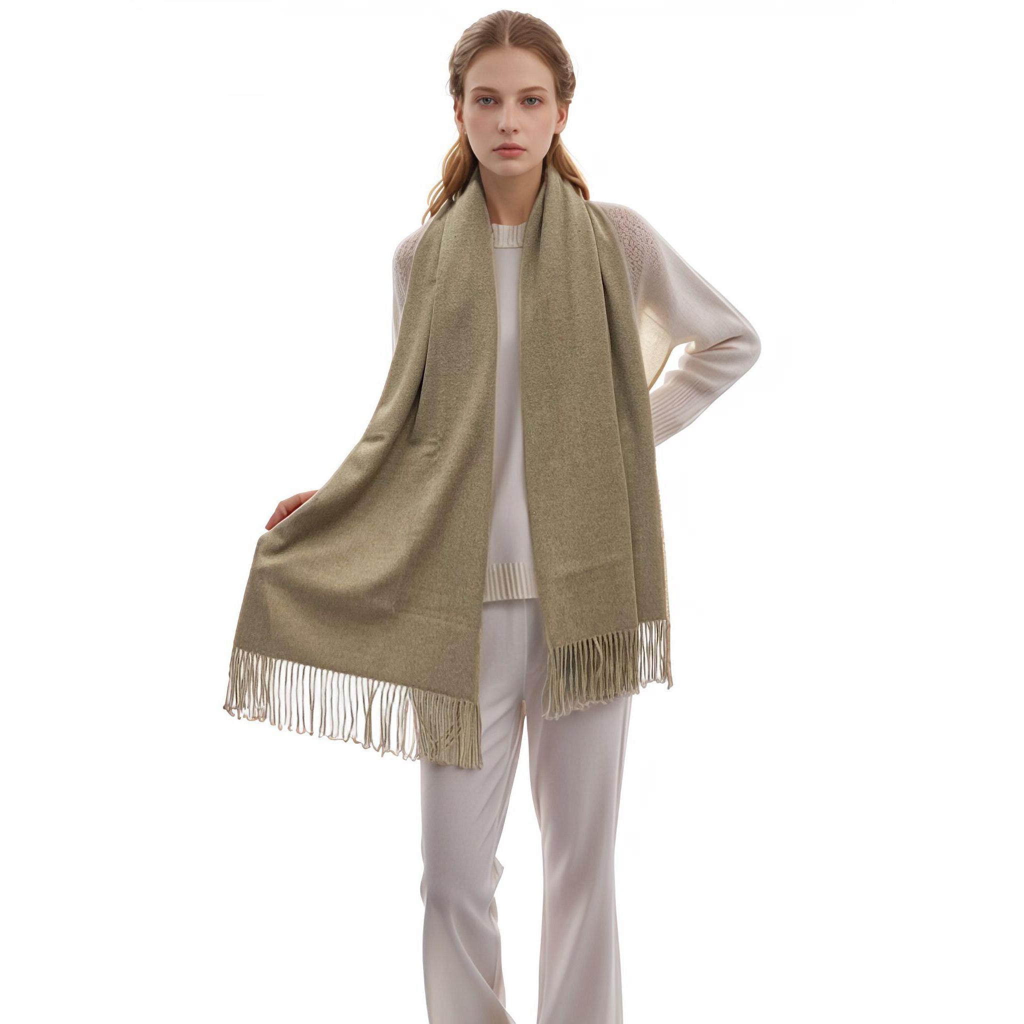 Bufanda Grande Mujer 65x180 cm Efecto Cashmere, MEJORADA, Chal Suave con Flecos, Bufanda de Color Liso para Otoño e Invierno, Accesorio Elegante para Oficina, Viajes, Fiestas y Eventos