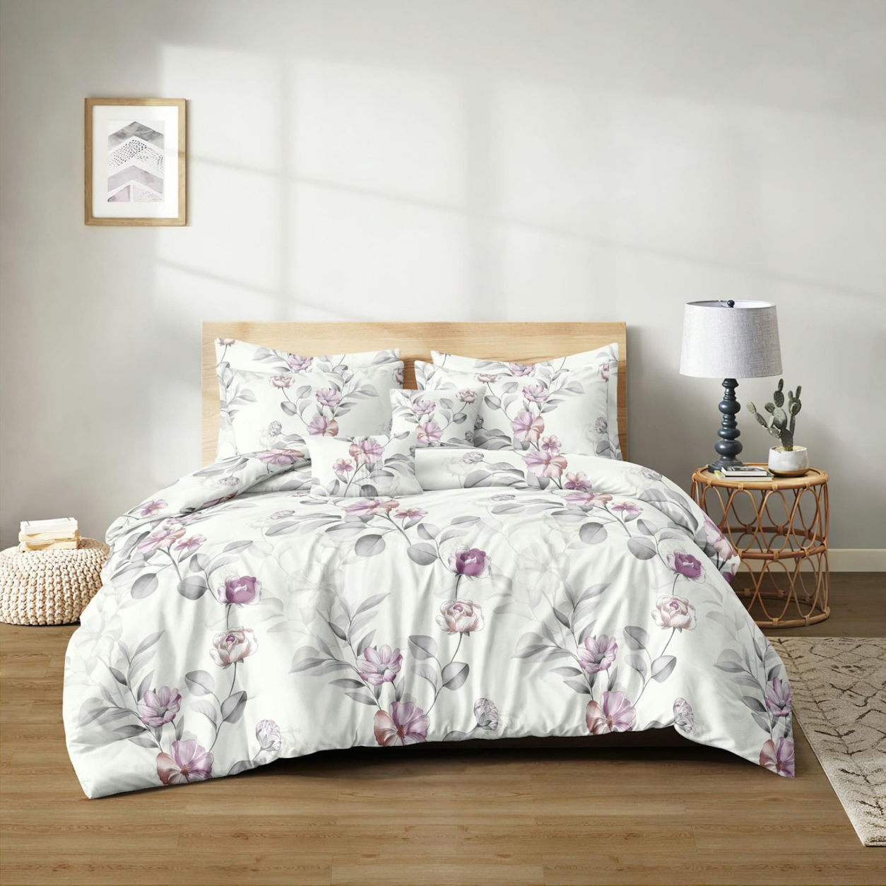AYU SHOP Juego de Funda Nórdica 3 Piezas con Estampado Floral, 100% Poliéster, Incluye Funda Nórdica, Sábana Bajera Ajustable y 1 Funda de Almohada, Suave y Cómodo, para Camas de 90, 105, 135 y 150cm