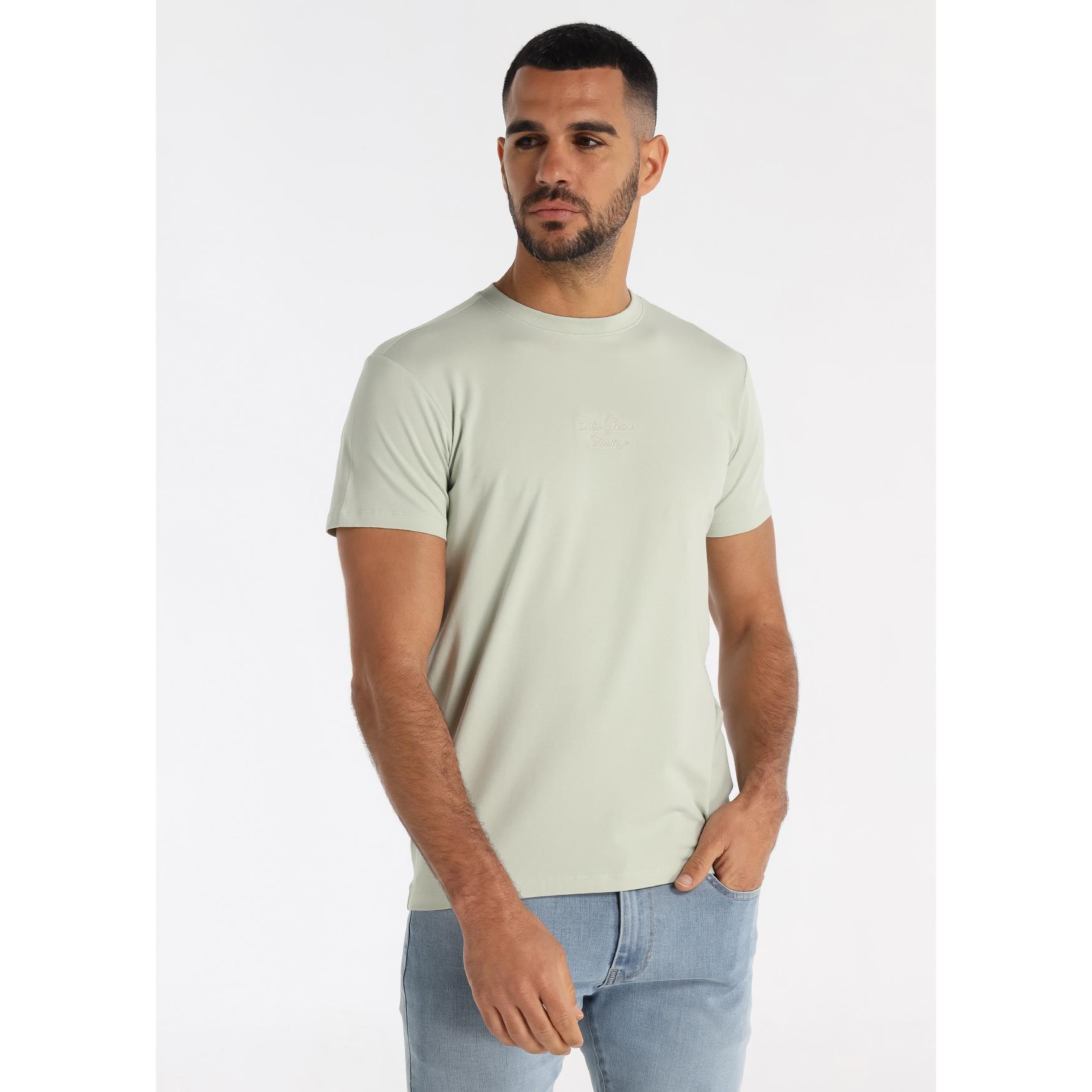 LOIS JEANS - Camiseta Slim Elástica con Bordado en Pecho Verde