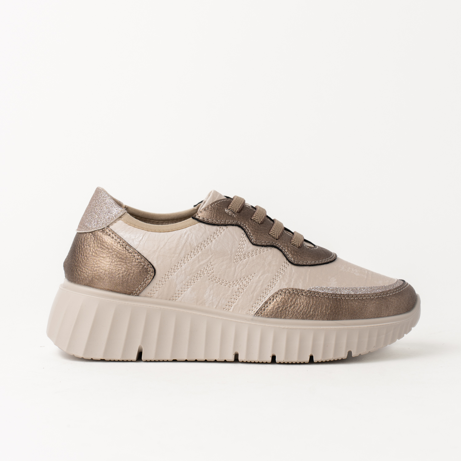 Mysoft 25M633 Zapatillas plataforma con cordones elásticos de mujer