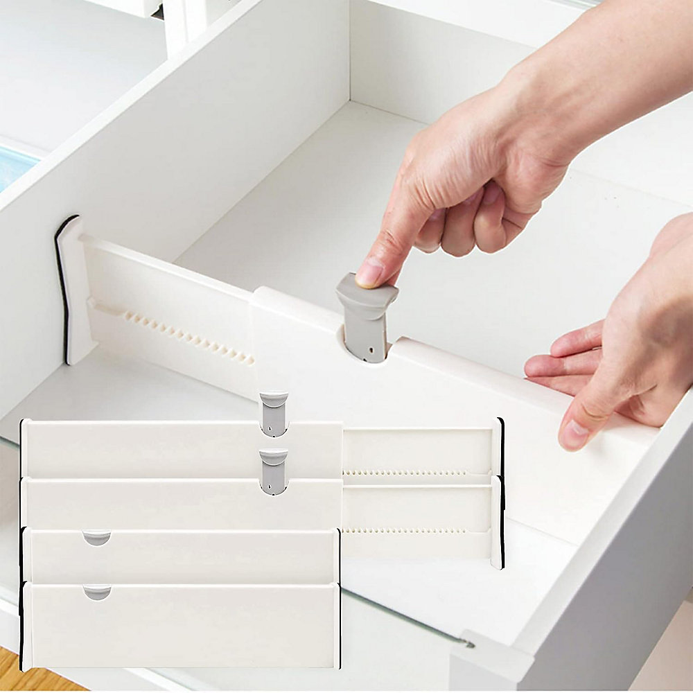 CA Organizador de cajones Direct Power SARL, juego de 4 divisores ajustables para tocador, baño y cocina.