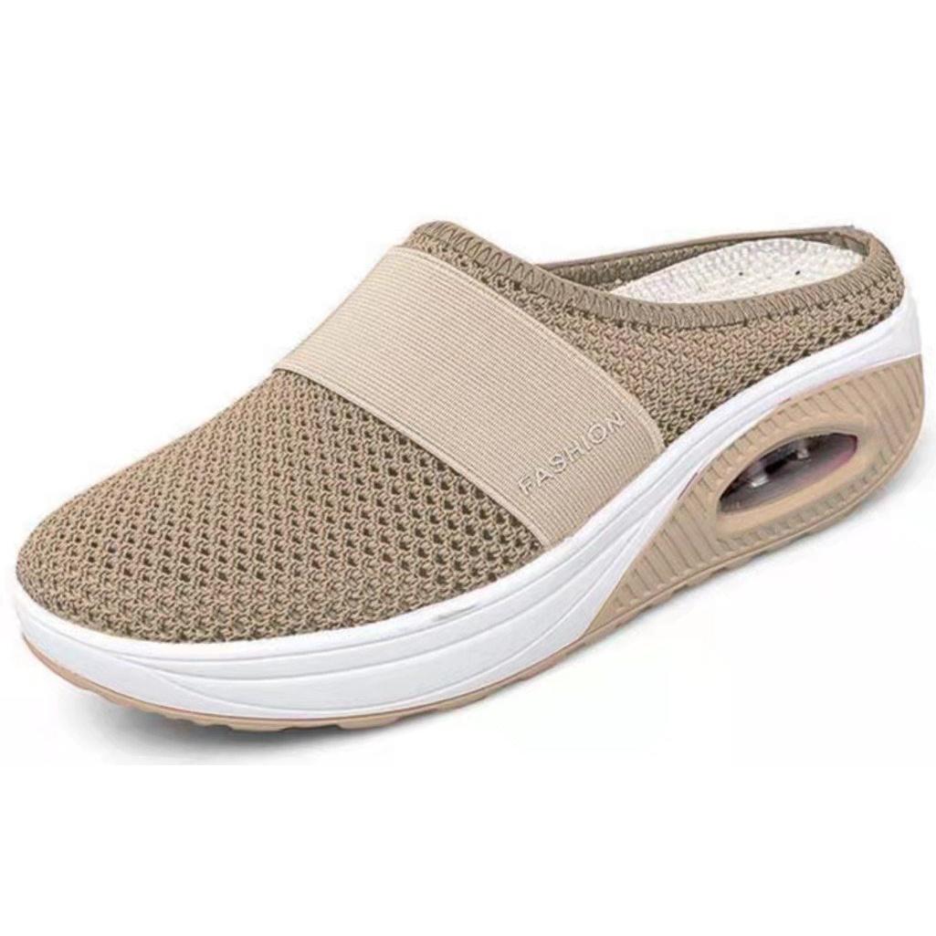 TK Nuevas zapatillas de Verano de gran tamaño, de un solo Paso, con Punta Cerrada, de Malla y Suela Gruesa, zapatillas de Tacón de cuña para Mujer.