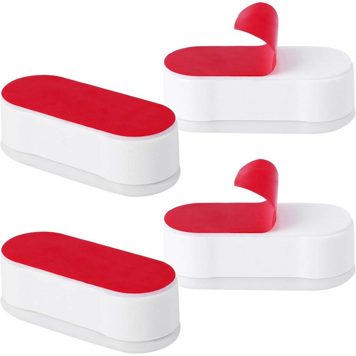 Protectores para asiento de inodoro (paquete de 4) - Autoadhesivos para bidé - Universales - Amortiguadores - Protegen el asiento del inodoro (rojo)