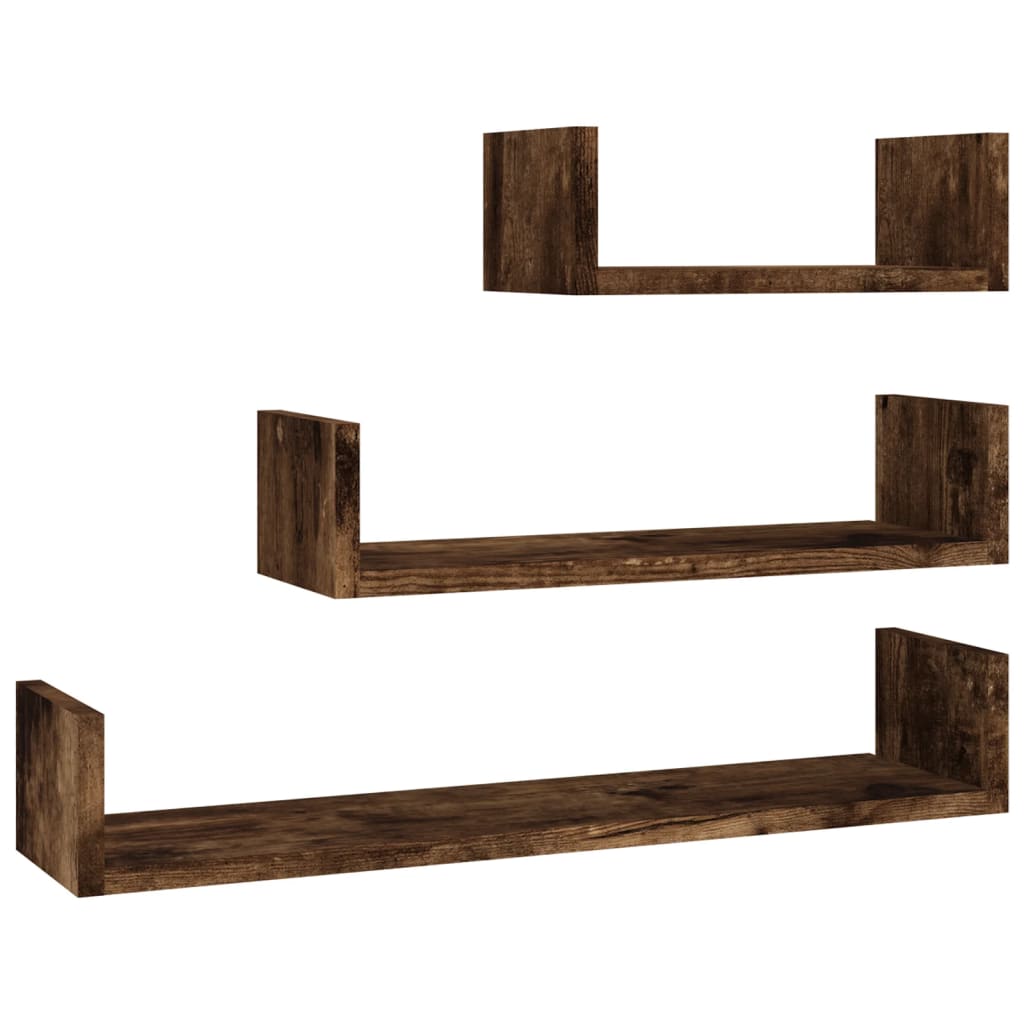 Vidaxl Estantes de Pared 3 Piezas Madera Contrachapada Blanco, Negro, Gris y Más