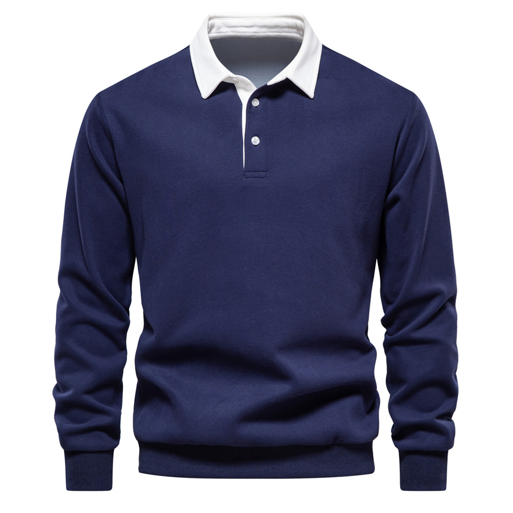 TK Sudadera de manga larga tipo polo para hombre, ideal para otoño - Prenda casual de alta calidad
