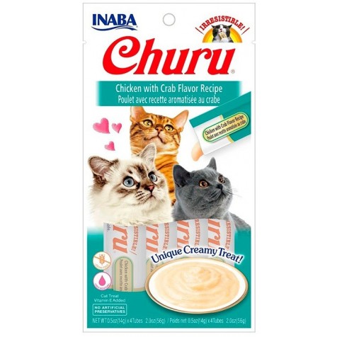 Churu Puré Receta de Pollo con Cangrejo para Gatos 4 x 14 gr
