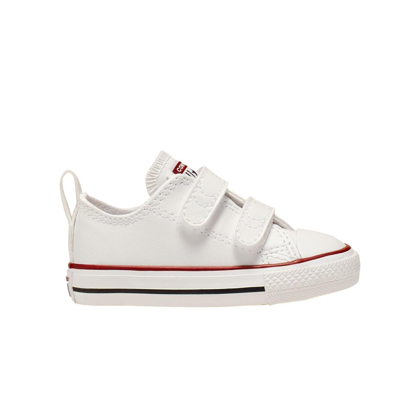 Zapatillas converse chuck taylor piel velcro ox blanco bebé.
