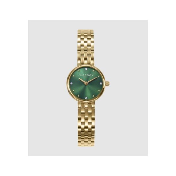 Viceroy Reloj caja de acero Ip dorado,brazalete de acero Ip dorado, movimiento cuarzo