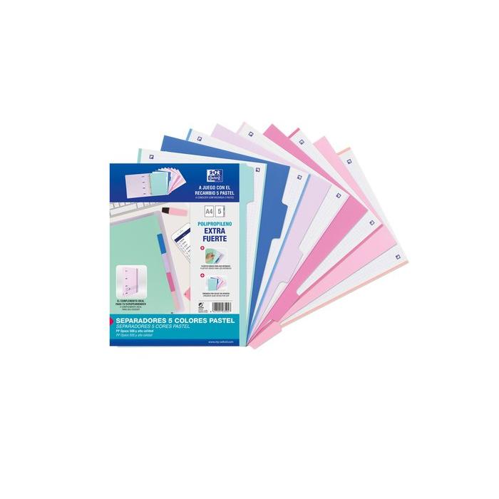 OXFORD SEPARADORES OXFORD PP 500 MICRAS A4 5 POSICIONES PASTEL OXFORD