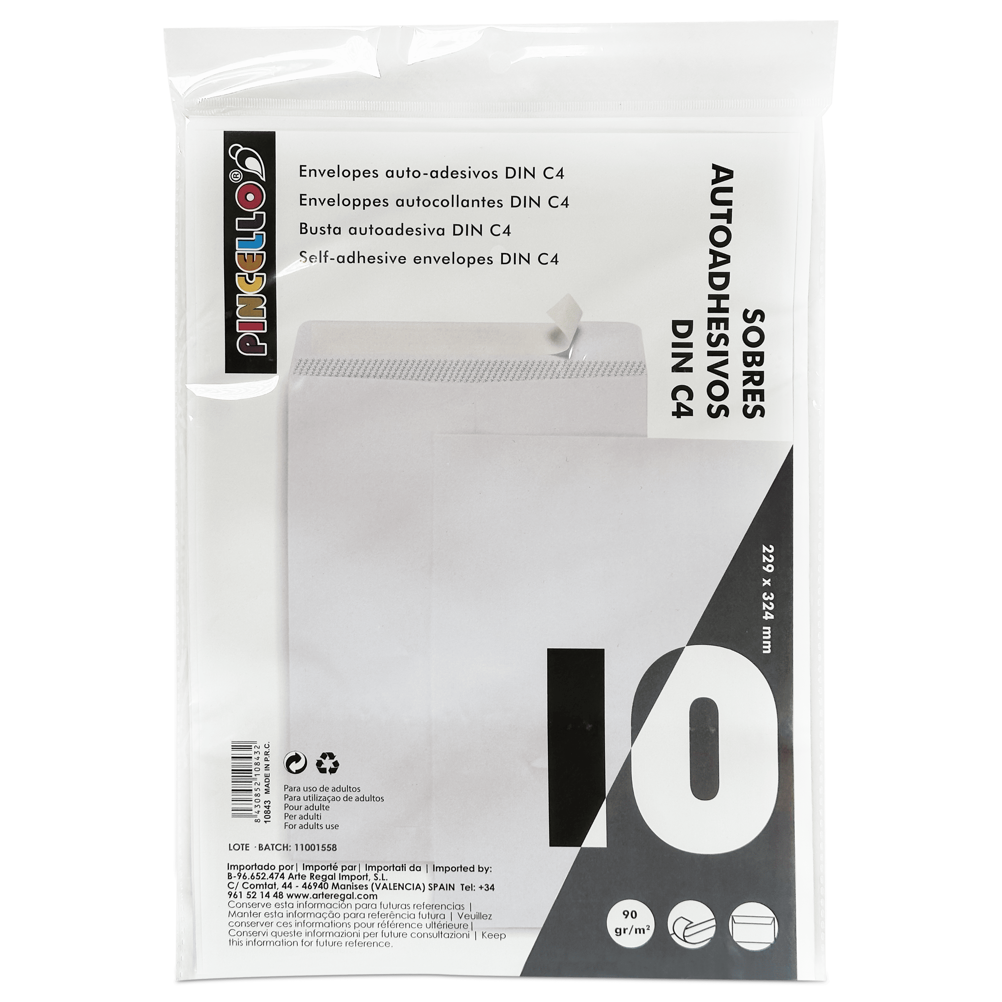 Sobres Autoadhesivos de Papel Tamaño DIN C4 229 x 324 mm | Pack de 10 Sobres de Papel Para Enviar Documentos, Invitaciones, Cartas, Regalos…