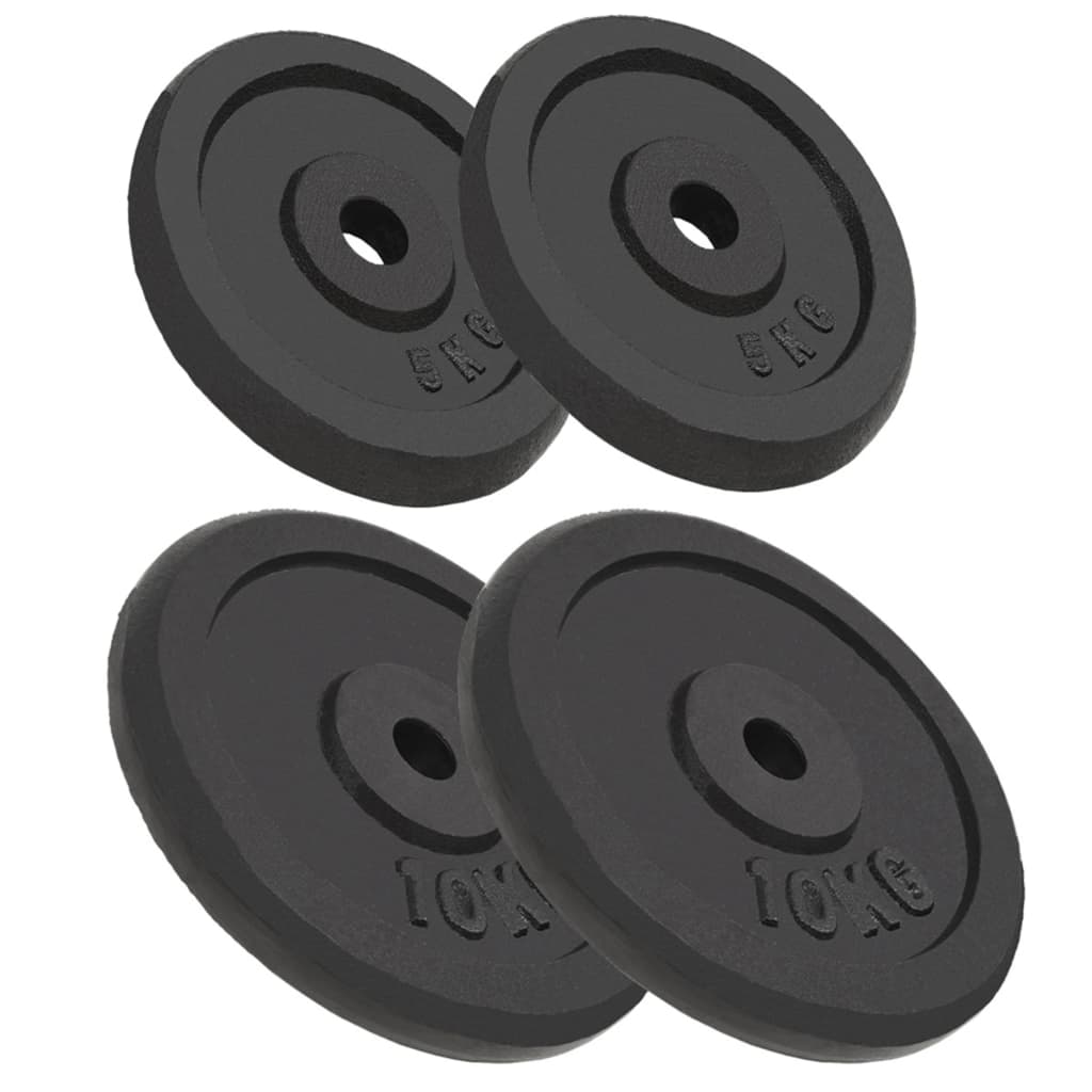 vidaXL Disco de Pesas Hierro Fundido Barras Entrenamiento Levantamiento Peso 1x 20 kg, 2x 10 kg, 4x 5 kg y mas