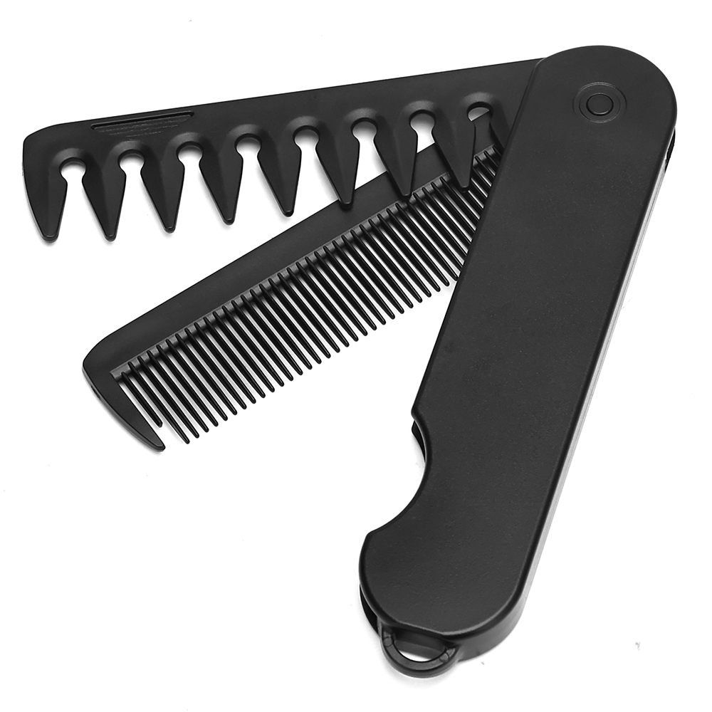 Peine De Barba Multifuncional Con Cremallera Plástico Dientes Anchos Para Cabello Y Barba Herramienta De Estilo 2 En 1