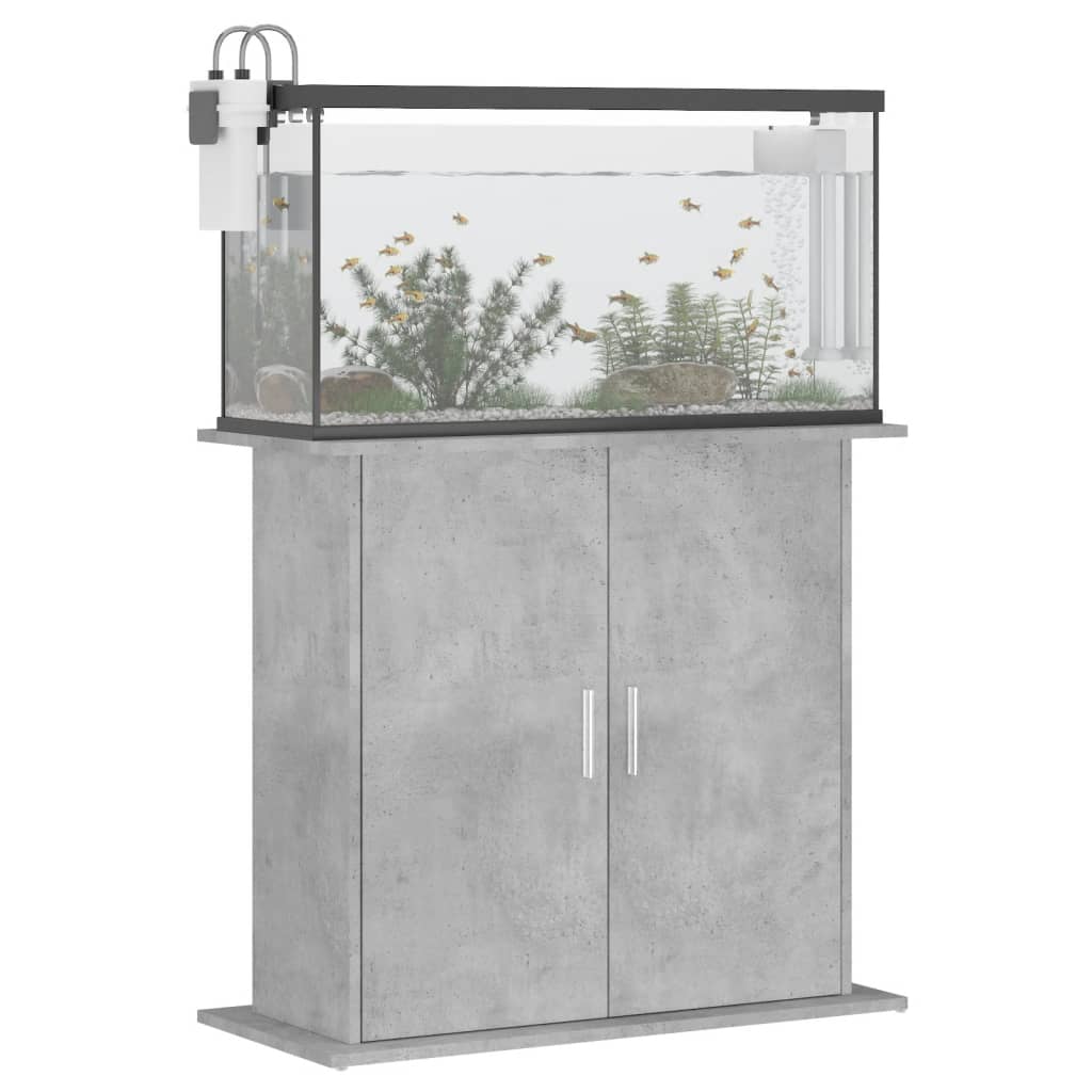 vidaXL Soporte de acuario madera ingeniería 81x36x73 cm Color Blanco brillante, Gris hormigón, Roble ahumado y mas
