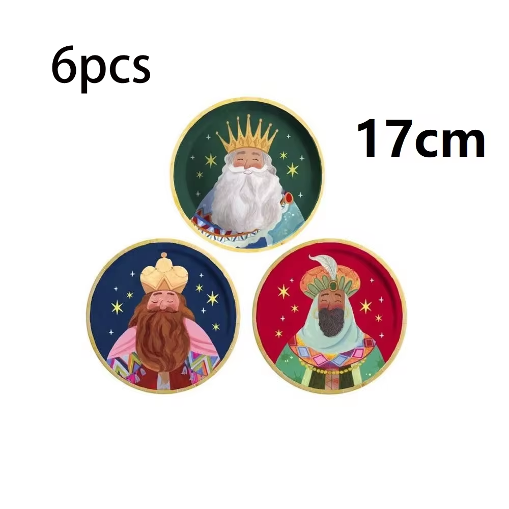Juego de Navidad de los Tres Reyes, Fiesta del Día de los Tres Reyes, Plato de la Cena, Embalado en Cartuón Reciclable, Decoración de Tres Reyes, Feliz Navidad