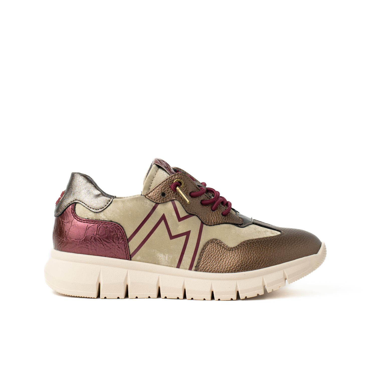 Mysoft 25M640 Zapatillas plataforma con cordones elásticos y detalles metalizados de mujer