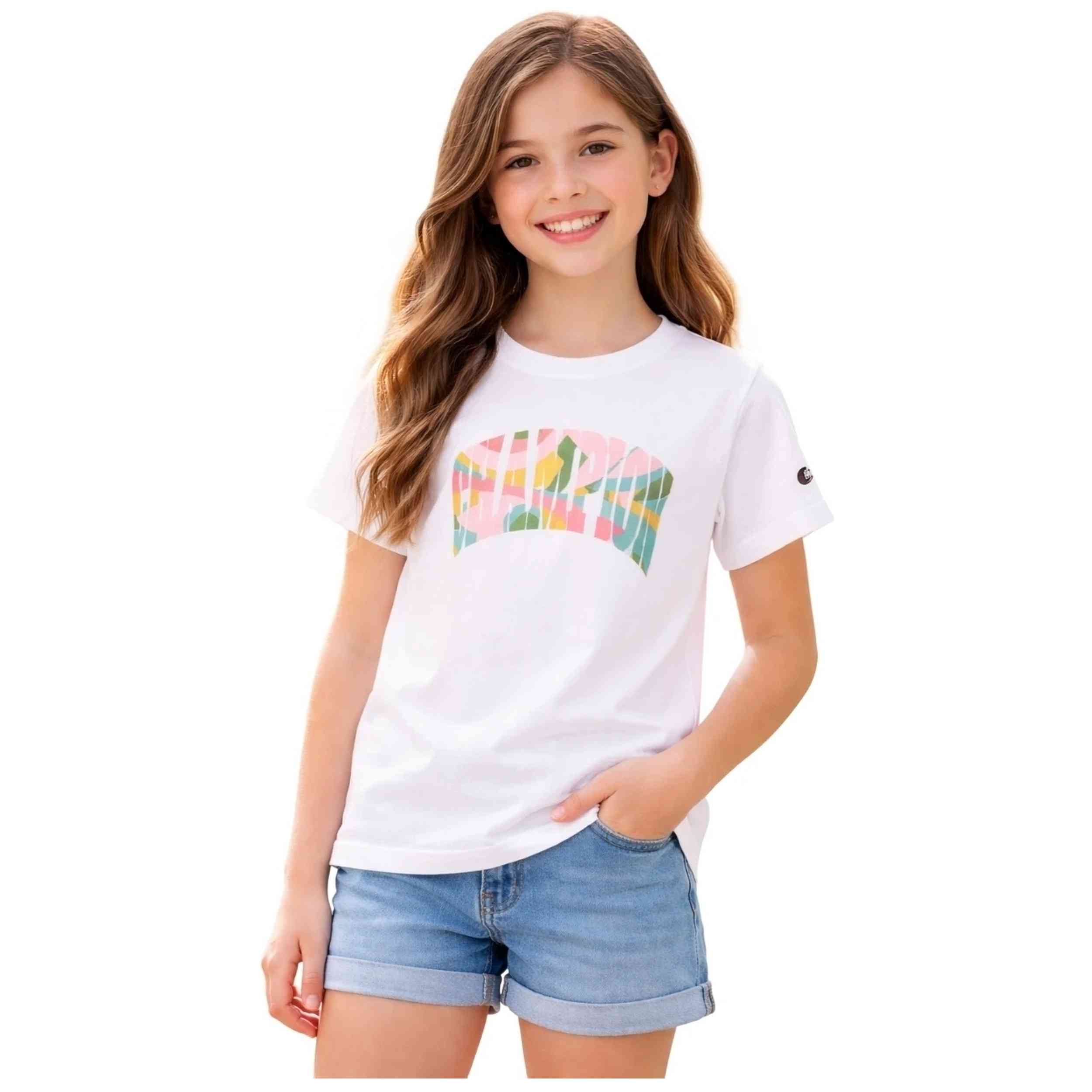 Camiseta De Manga Corta Champion modelo Graphi para Niñas en color Blanco