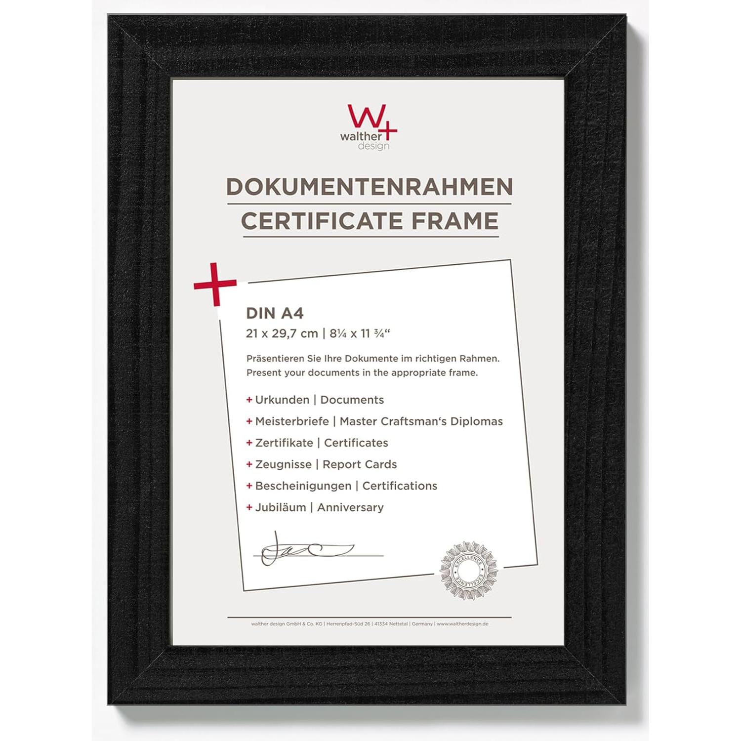 Walther Home Portafotos Din A4 21x29,7 Madera Negro Modelo Ho130b