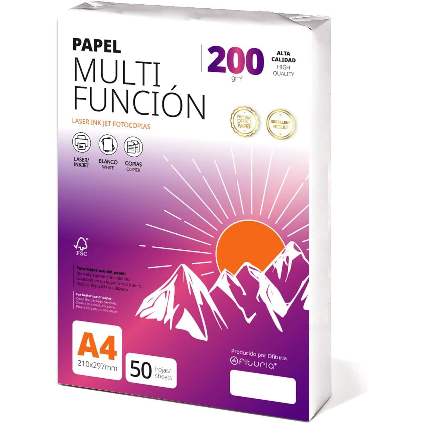 Folios a4 75gr 50 hojas, Papel Multiusos para Impresora, Folios para Impresoras Láser y de Inyección, Para uso Oficina, Material Escolar- Ofituria