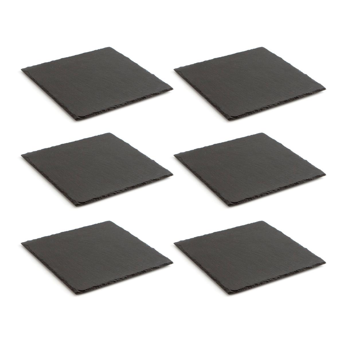 QUID GASTRO FUN Set 6 Bandeja De Pizarra 30X30CM Negro Rugoso Fácil de limpiar Reciclable