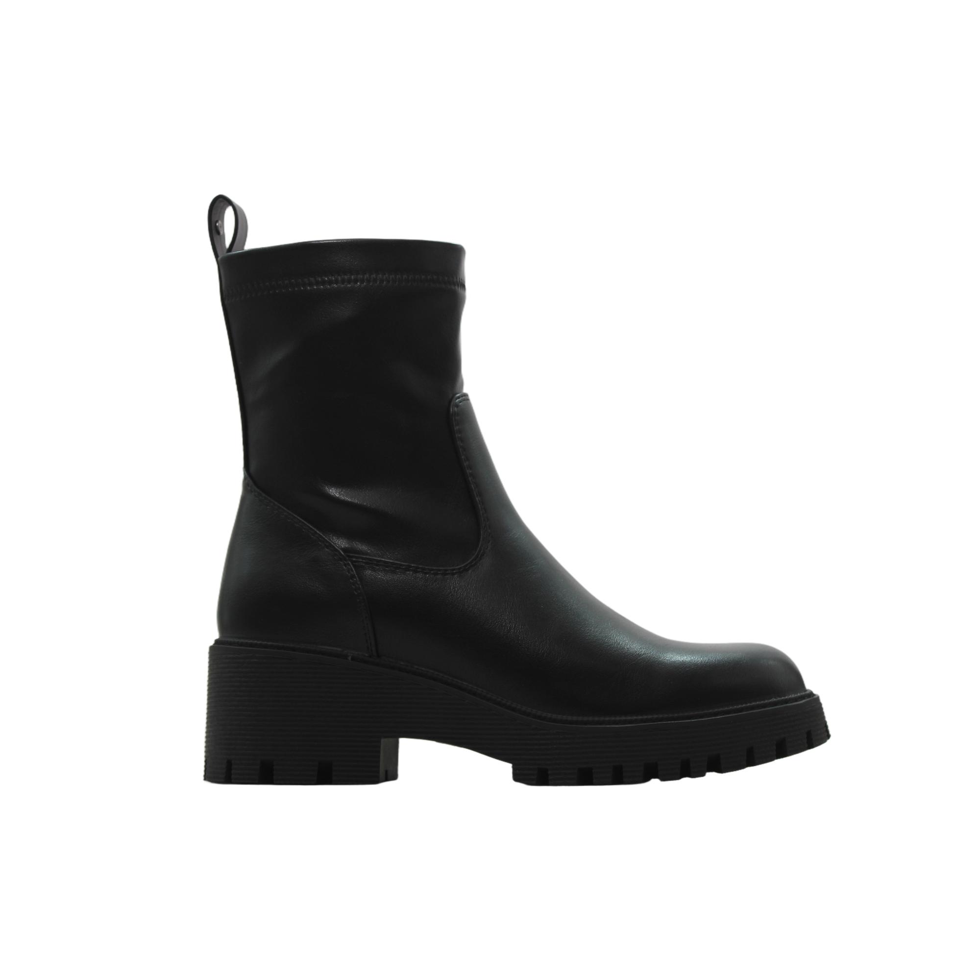 ETIKA 11048 Botines tipo calcetín de polipiel, stretch, cremallera, tacón bloque, suela track de goma, para señora