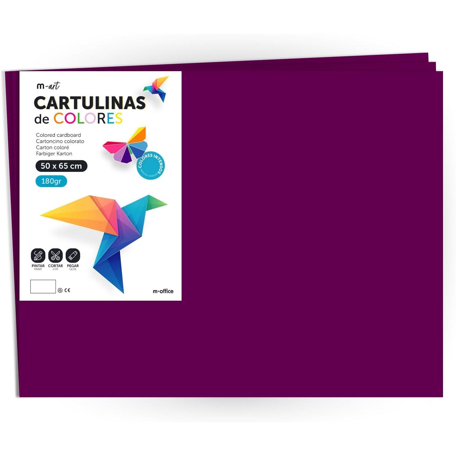 Pack 100 Cartulinas Color Lila Tamaño A4 180g