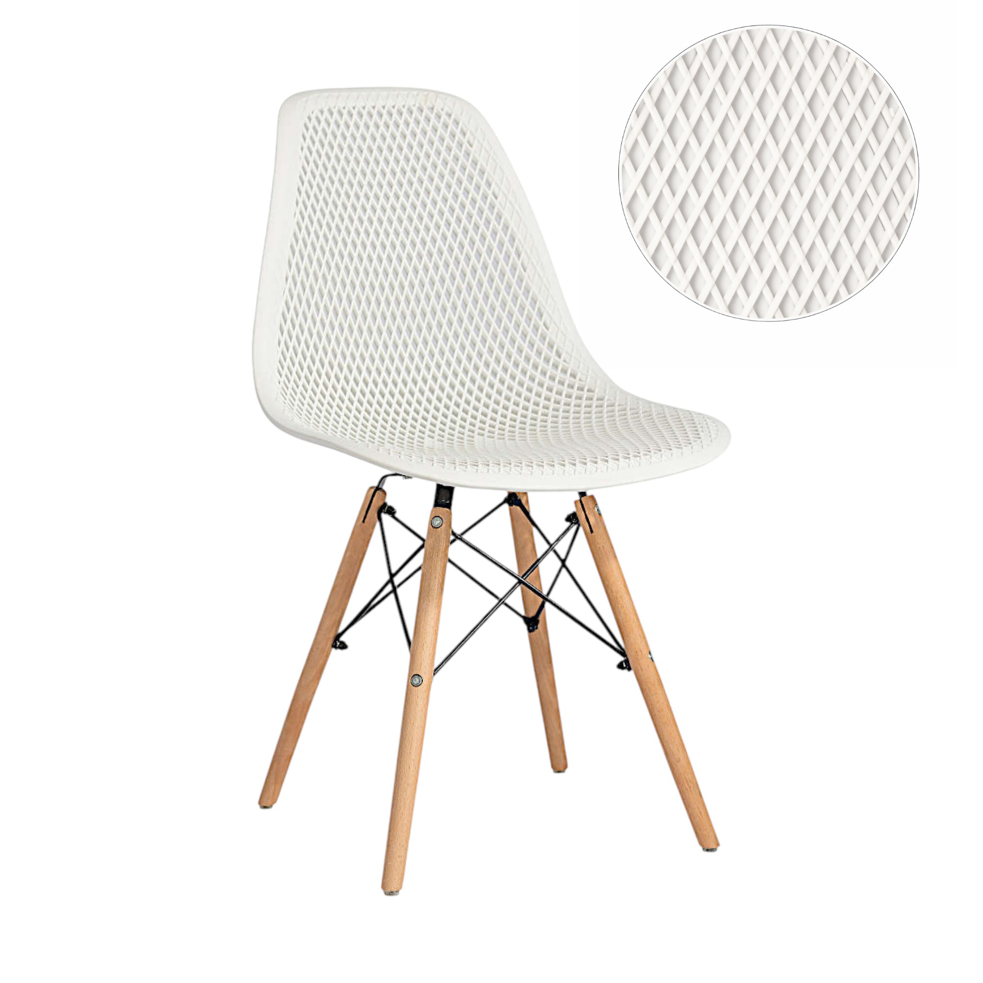 Silla Individual Minimal DECO de Comedor Estilo Nórdico con Respaldo de Malla y Patas de Madera, Varios Colores, 53 x 47 x 83 cm