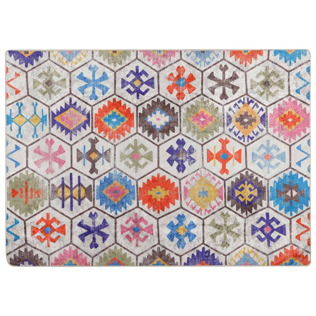 Vidaxl Alfombra Lavable Antideslizante 80x150 Cm Color Beige y Negro