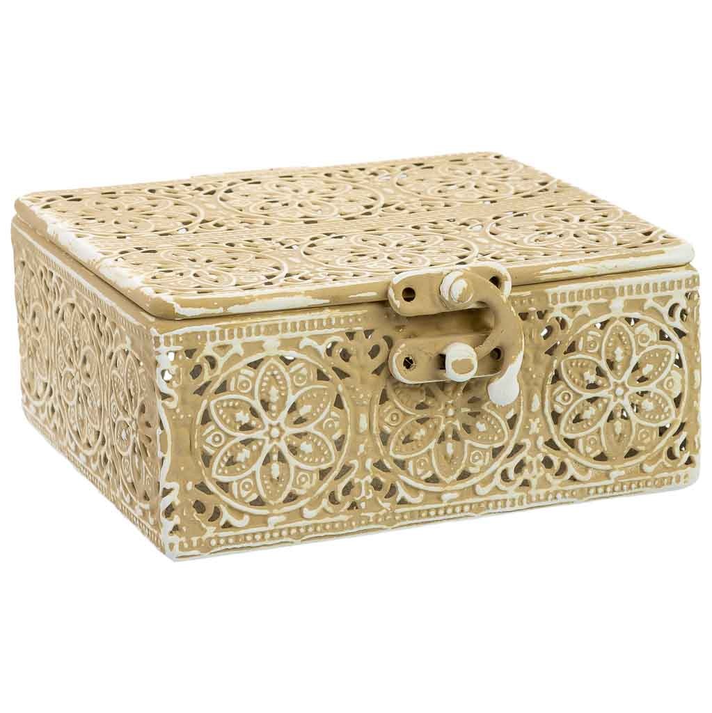 Wonderlust Deco - Caja de metal marrón 12.5x12.5x6h cm Marrón 12.5x12.5x6h cm