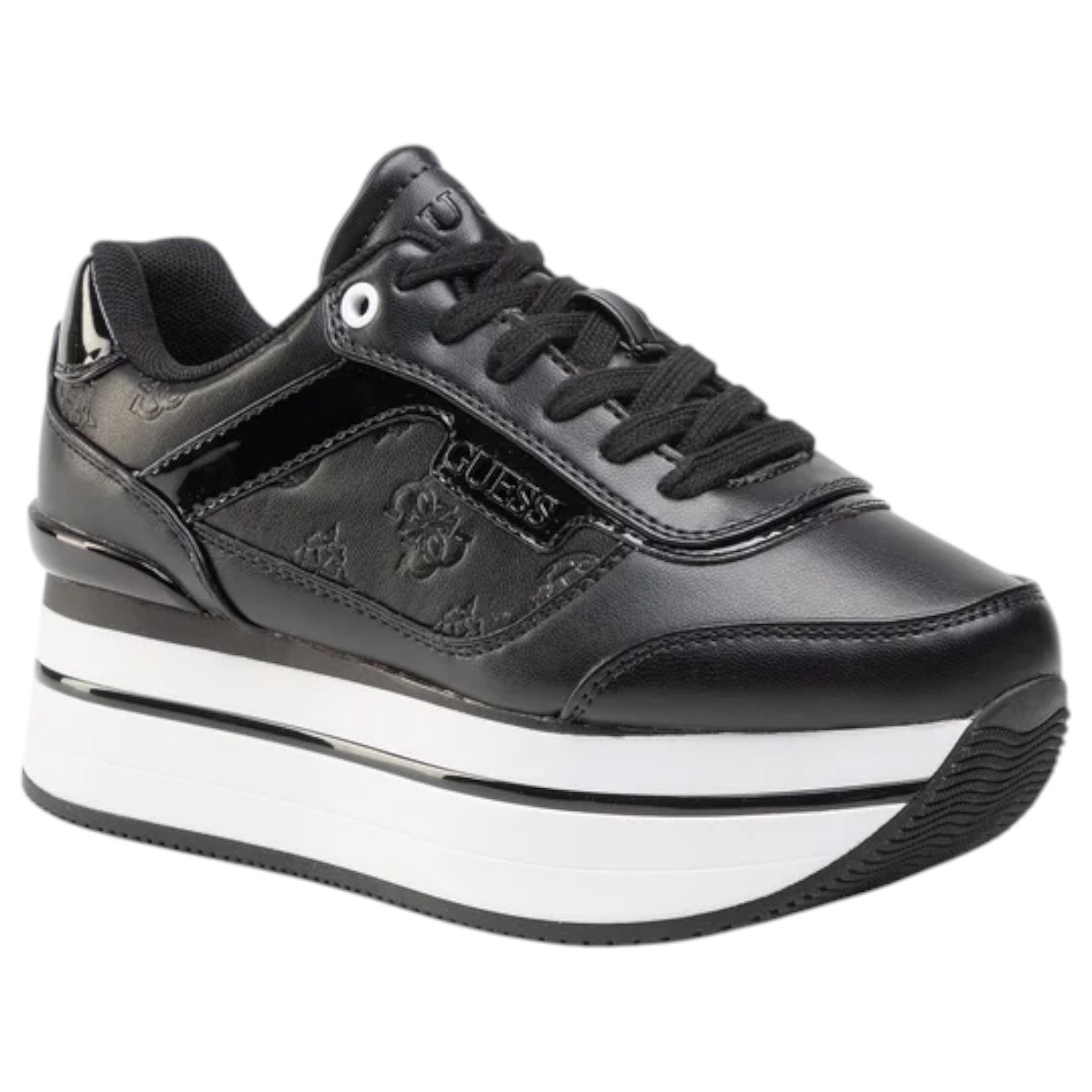 Sneaker Donna Guess Hansini 4G Logo Impresso Leather Black