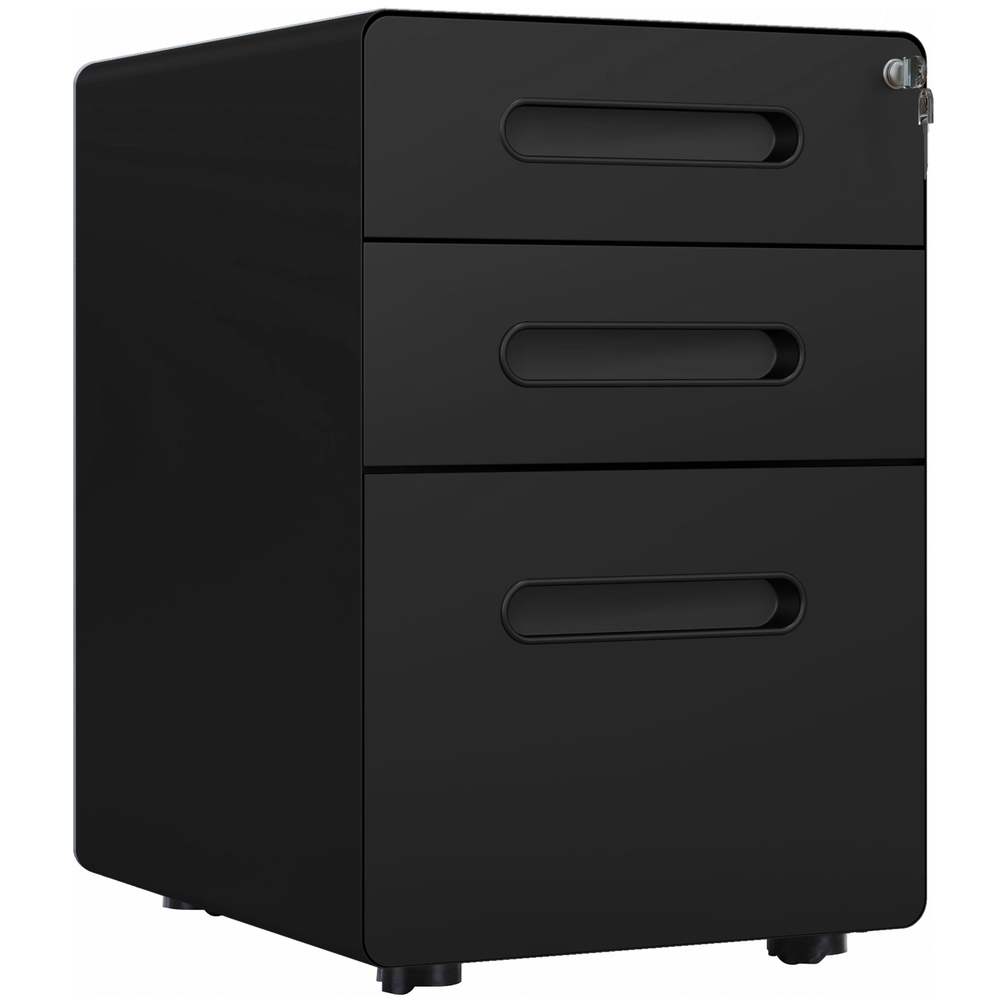 Vinsetto Armario archivador con ruedas, contenedor de oficina con 3 cajones, armario de oficina, contenedor de almacenamiento, acero, 39 x 48 x 59 cm
