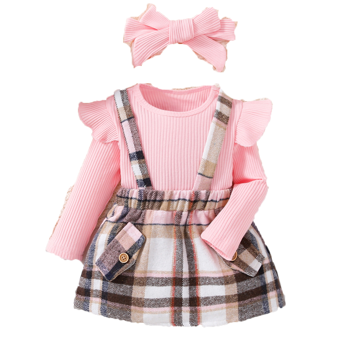 TK Nueva Ropa De Primavera Y Otoño Para Niñas Rosa Con Manga Larga Vestido Casual Conjunto De Ropa Infantil Para Bebés Y Niñas