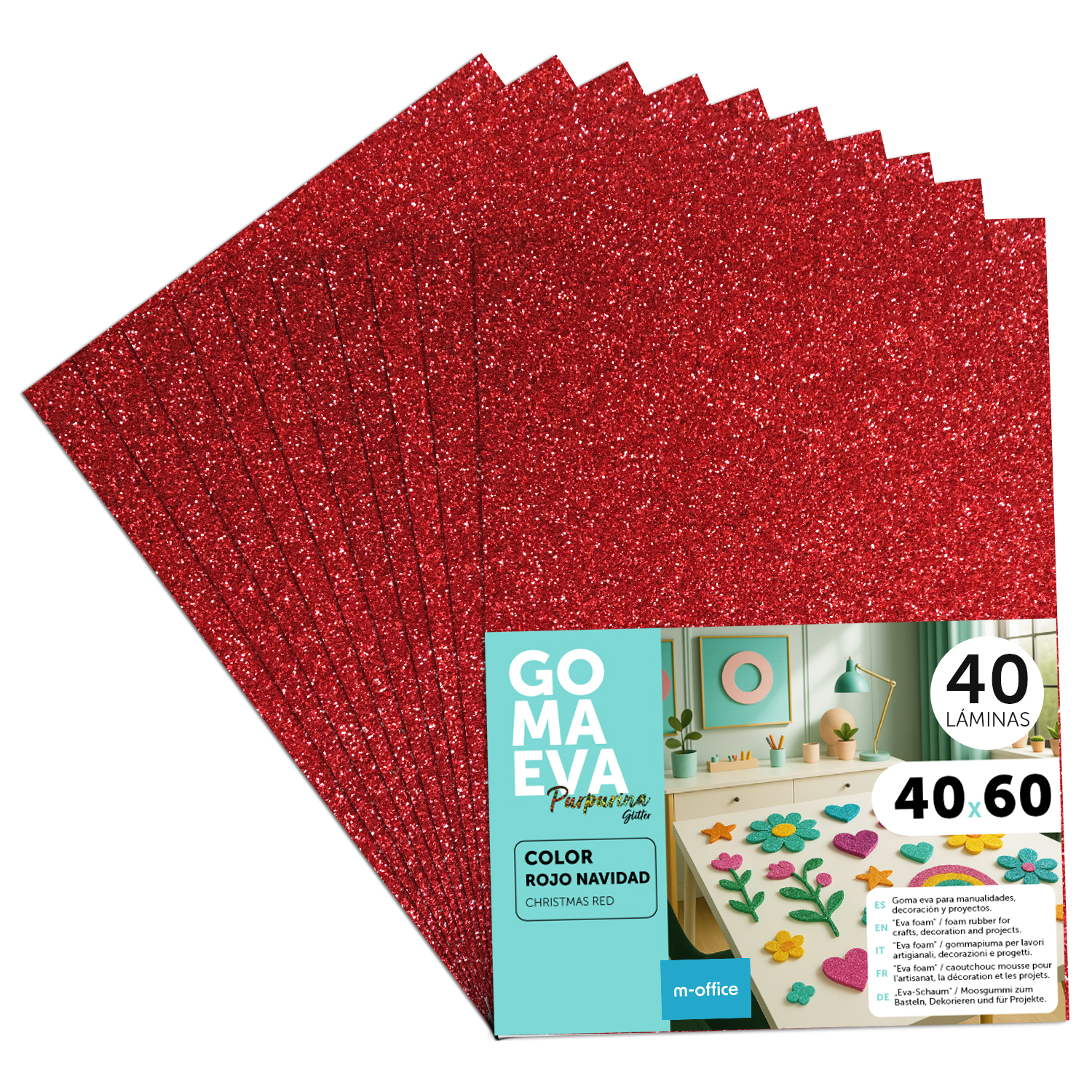 Goma Eva para Manualidades, Goma Espuma de Colores para Proyectos Creativos, Ideales para Artes y Manualidades, uso Escolar, Profesional o Artístico 40x60cm - m-office