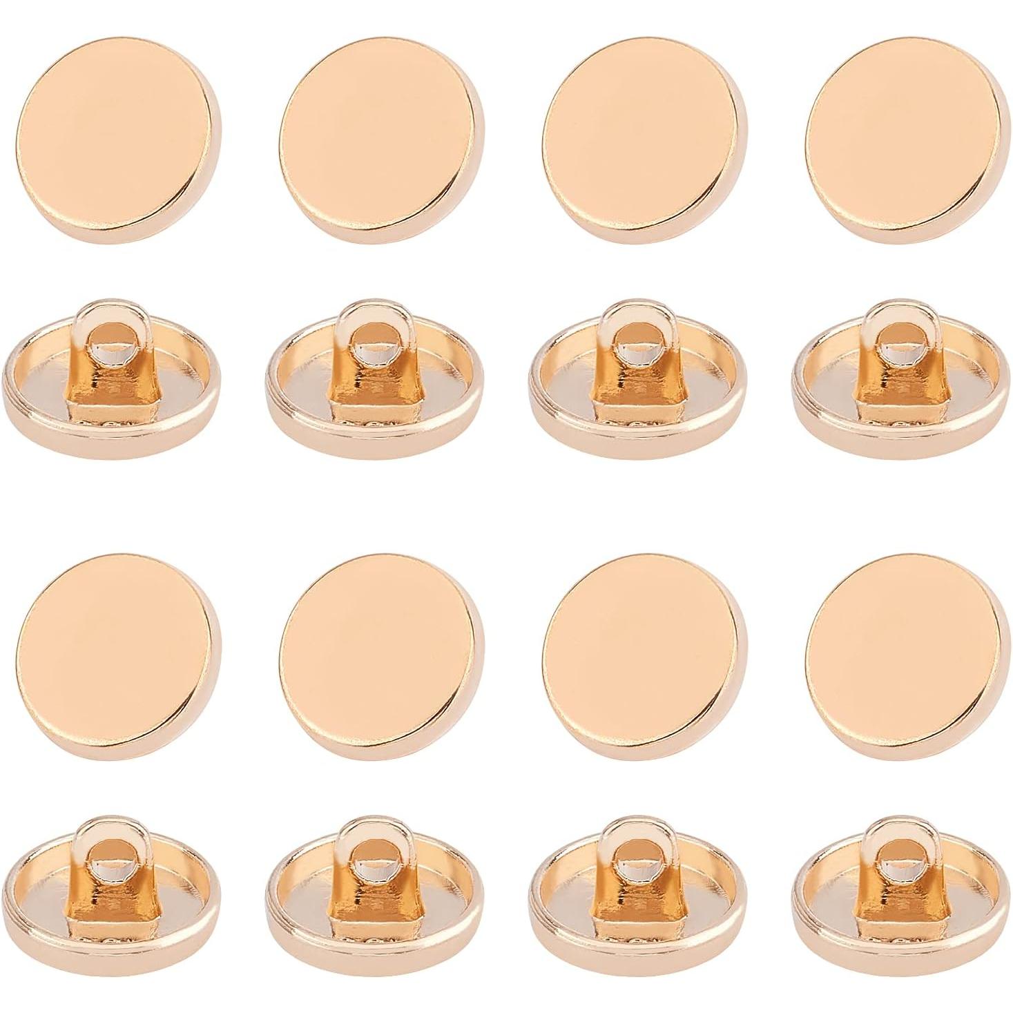 Aximadamente 100 Pieza de Botones de Costura de Aleación de 11,5mm de Diámetro Chaqueta de Vástago Botones de Abrigos Rojos Y Planos para Manualidades (Dorado Claro)