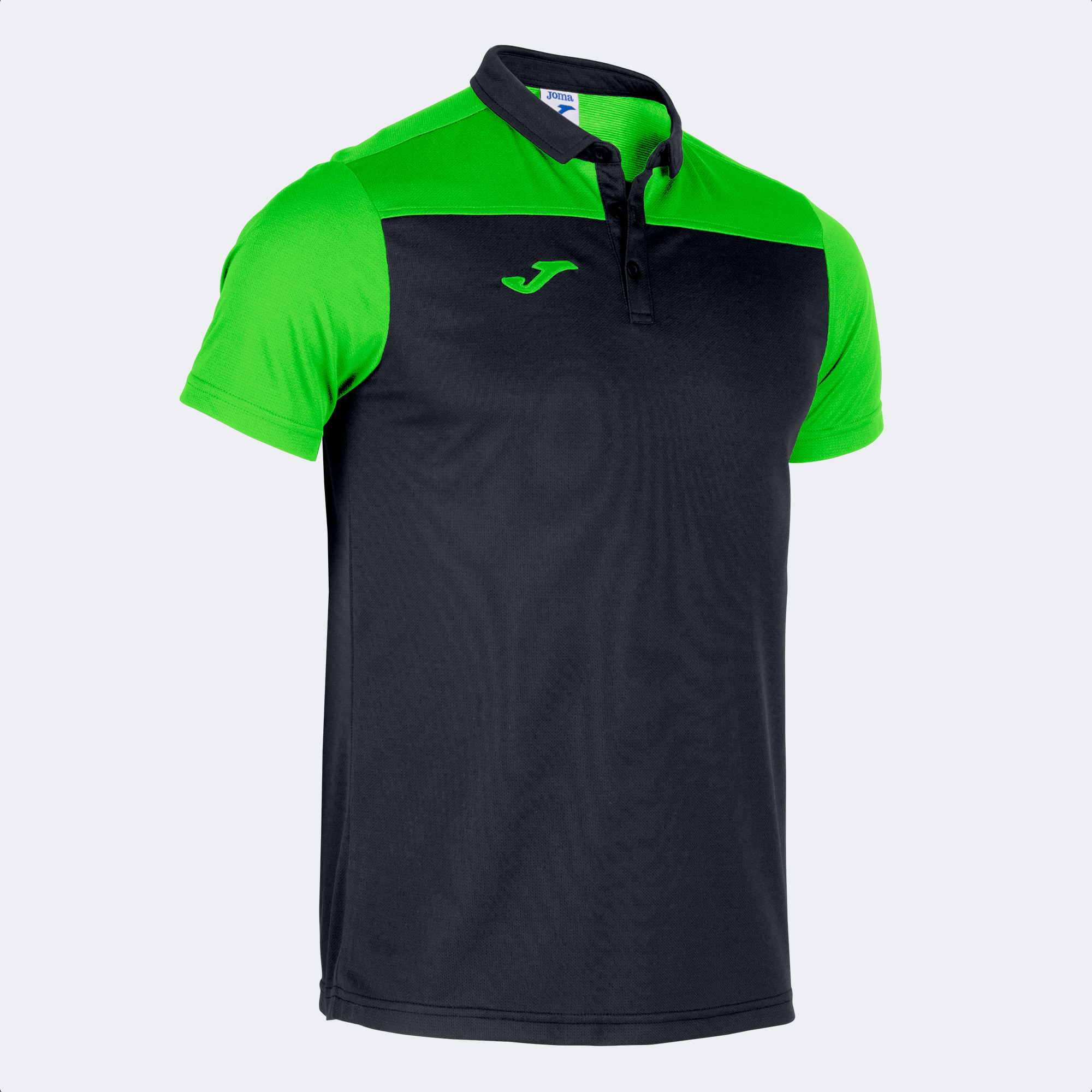 JOMA POLO MANGA CORTA HOBBY II NEGRO VERDE FLÚOR Talla 6XS Niño Junior