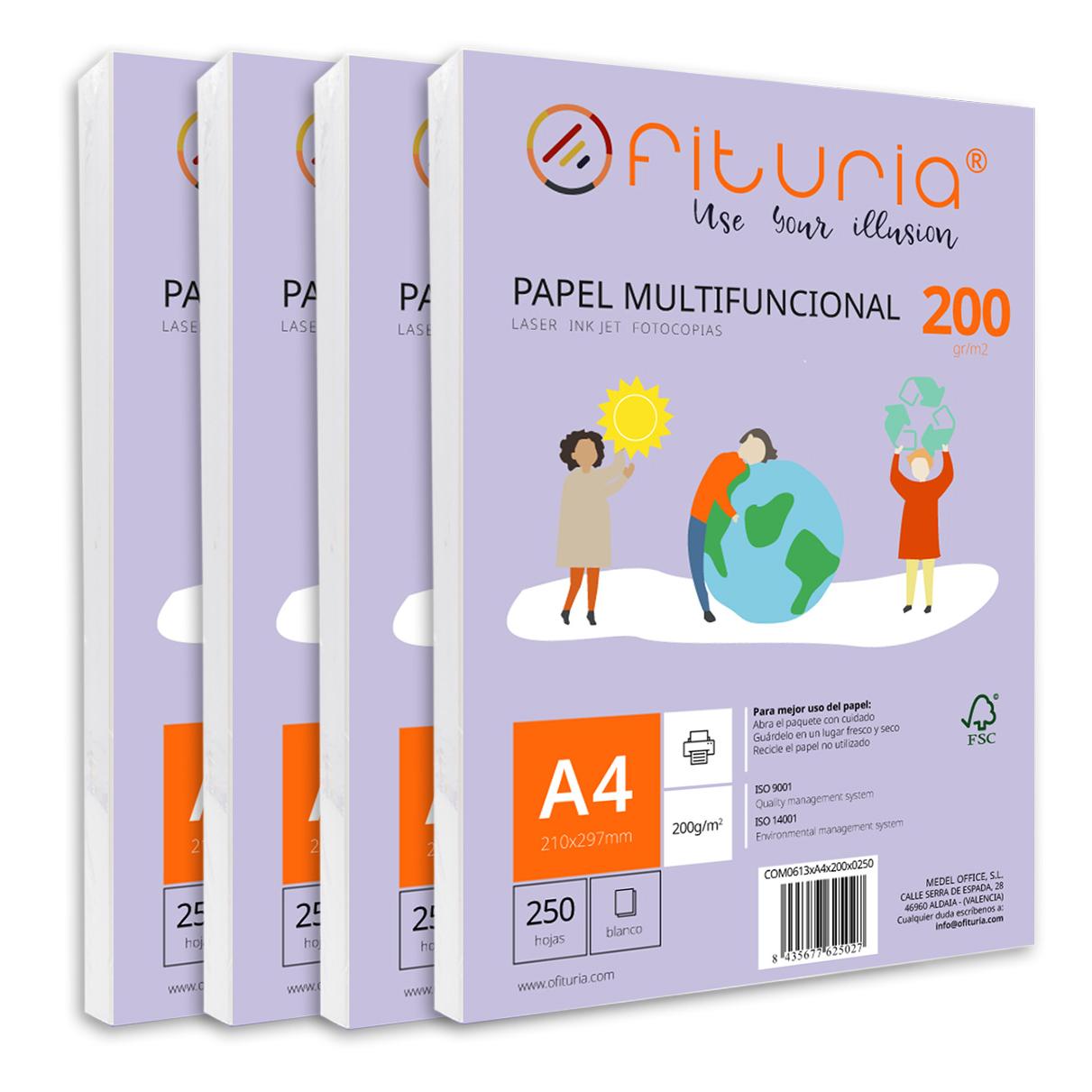 Paquete de folios A4 de gramaje varible con Variables Cantidades de Hojas Blancas, Papel Multifuncional para Uso Escolar y Entornos Laborales. Ideal con impresoras láser, de inyección o fotocopiadoras - Ofituria