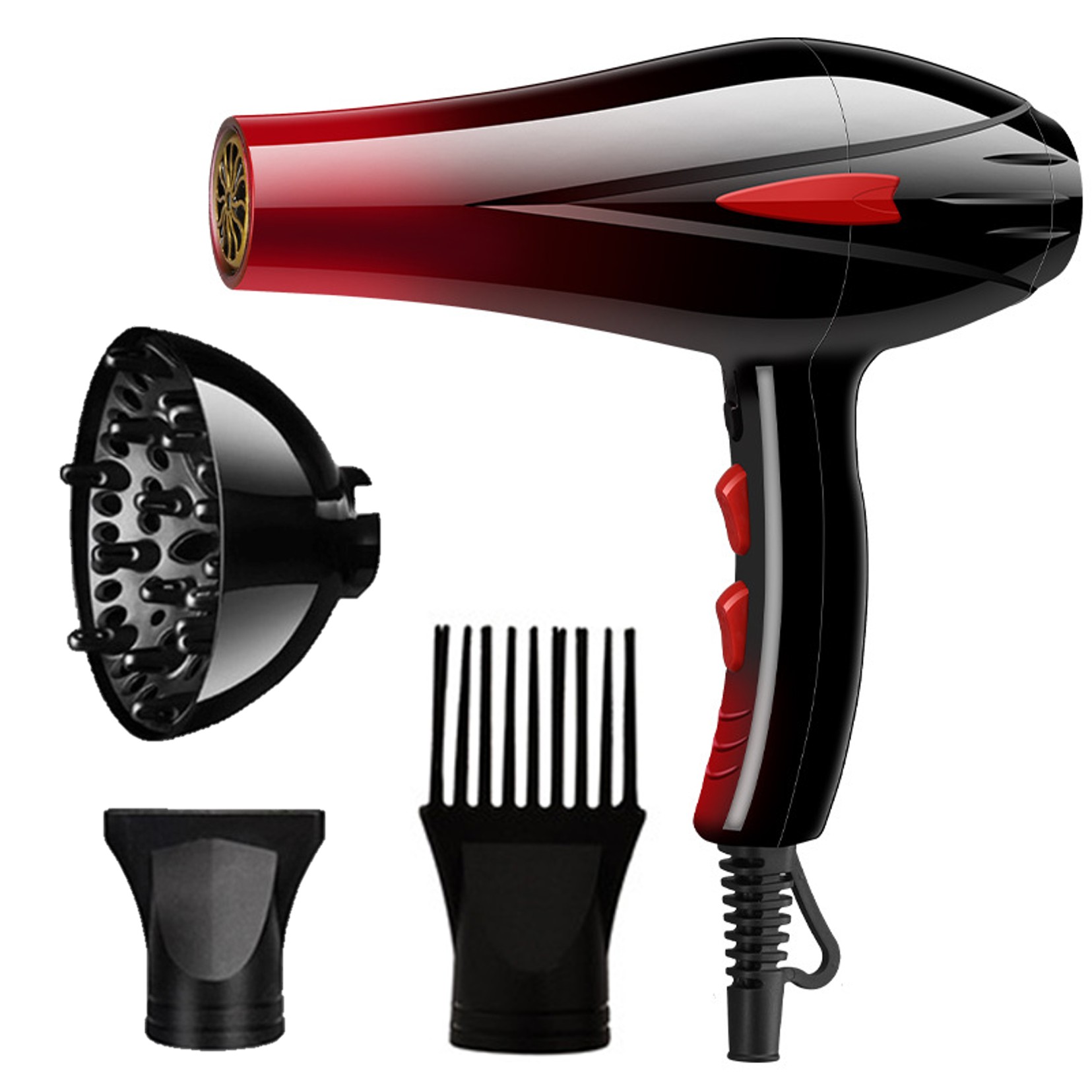 Secador de pelo 4000W, aire frío y caliente, con difusor, 2 potencias, protección térmica, LoLek-Oryx-Surker