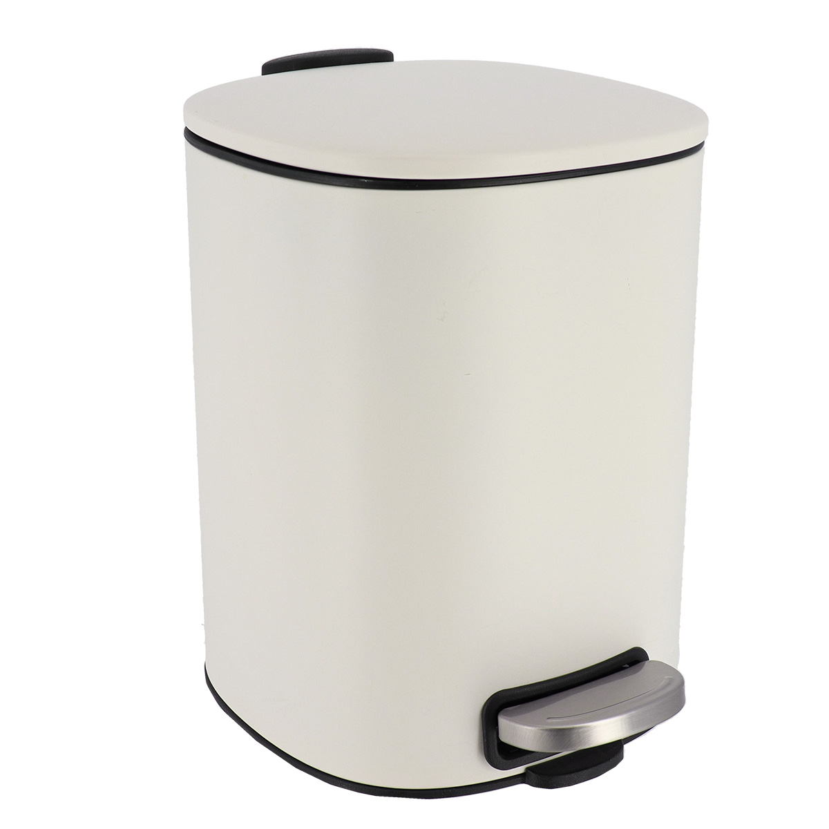 Cubo de basura metálico cuadrado de 5l con freno de pedal - blanco